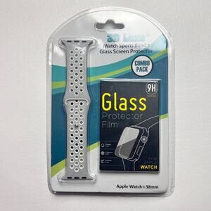 3D Luxe iWatch Breathable Sports Band And Glass Screen Protector  Combo Set 38MM
